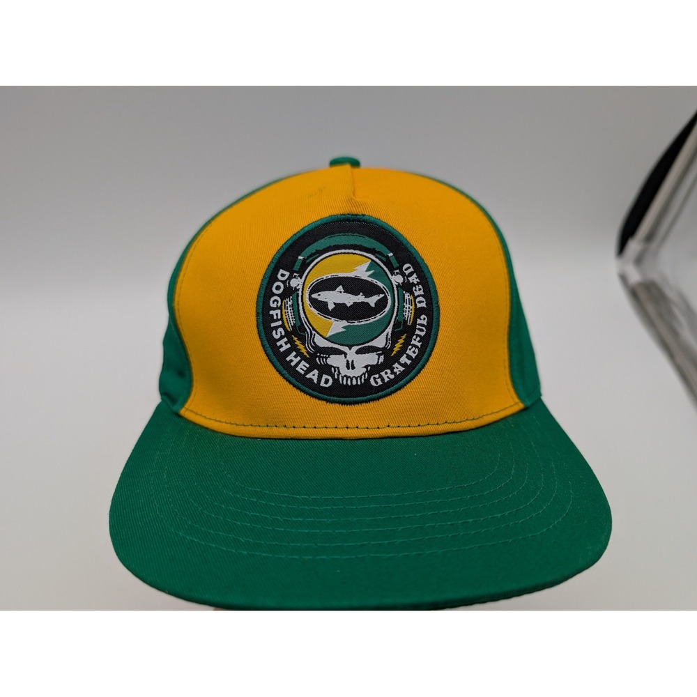 Dogfish Head x Grateful Dead Snapback Hat Green Yellow Beer Band Baseball Cap